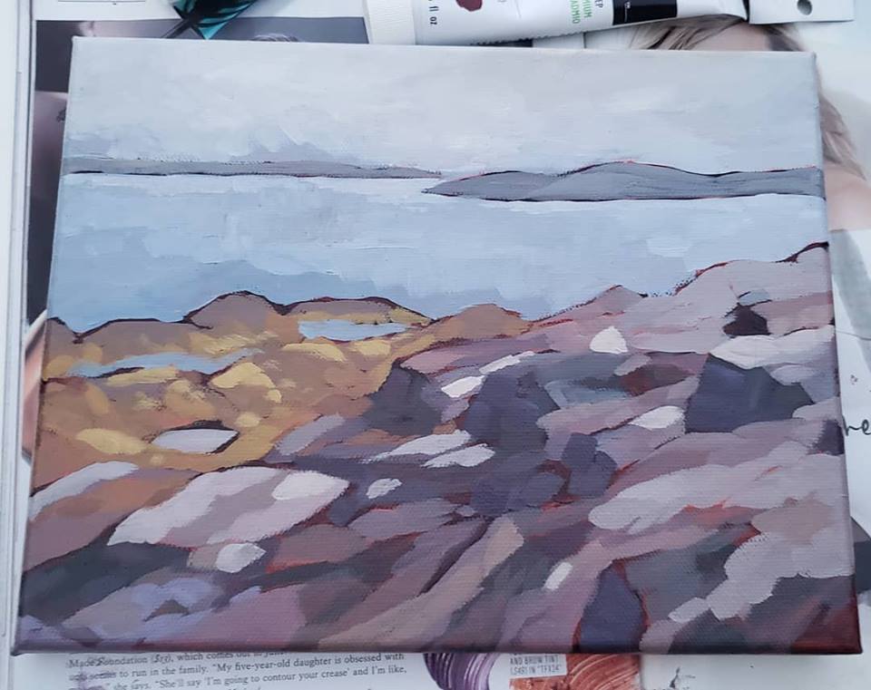 Blue Rocks, Nova Scotia. Acrylic on canvas, 11x8".
